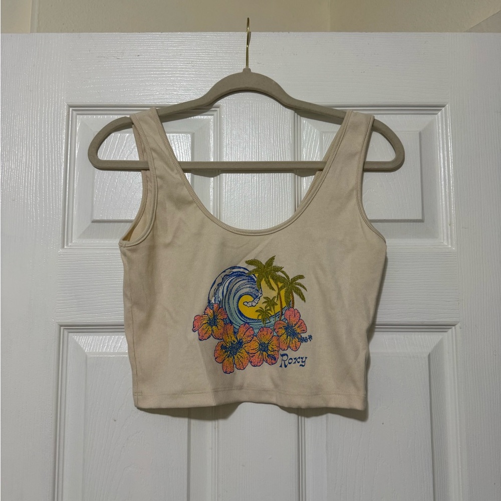 NWT Roxy Cropped Ribbed Tank Size Large - Picture 2 of 6